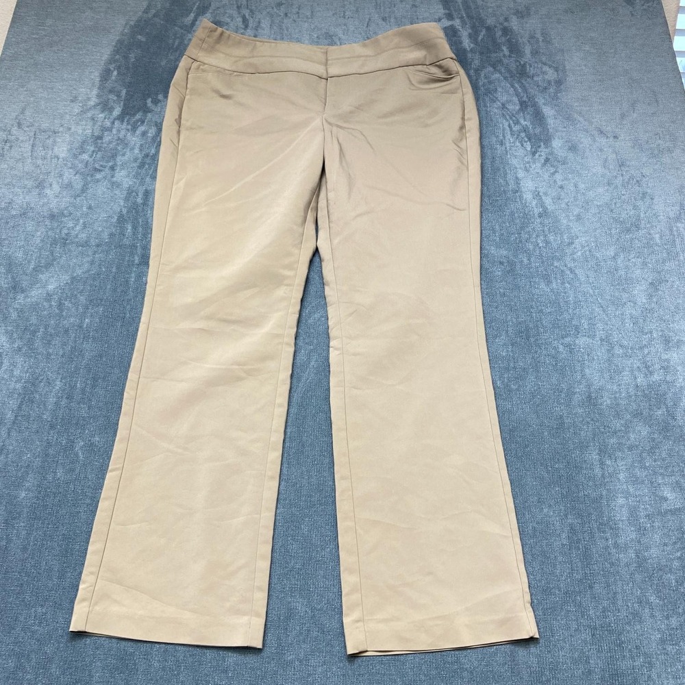 Elle Dress Pants Womens 38x30 Beige Cotton Stretch High Rise Bootcut Leg Comfort